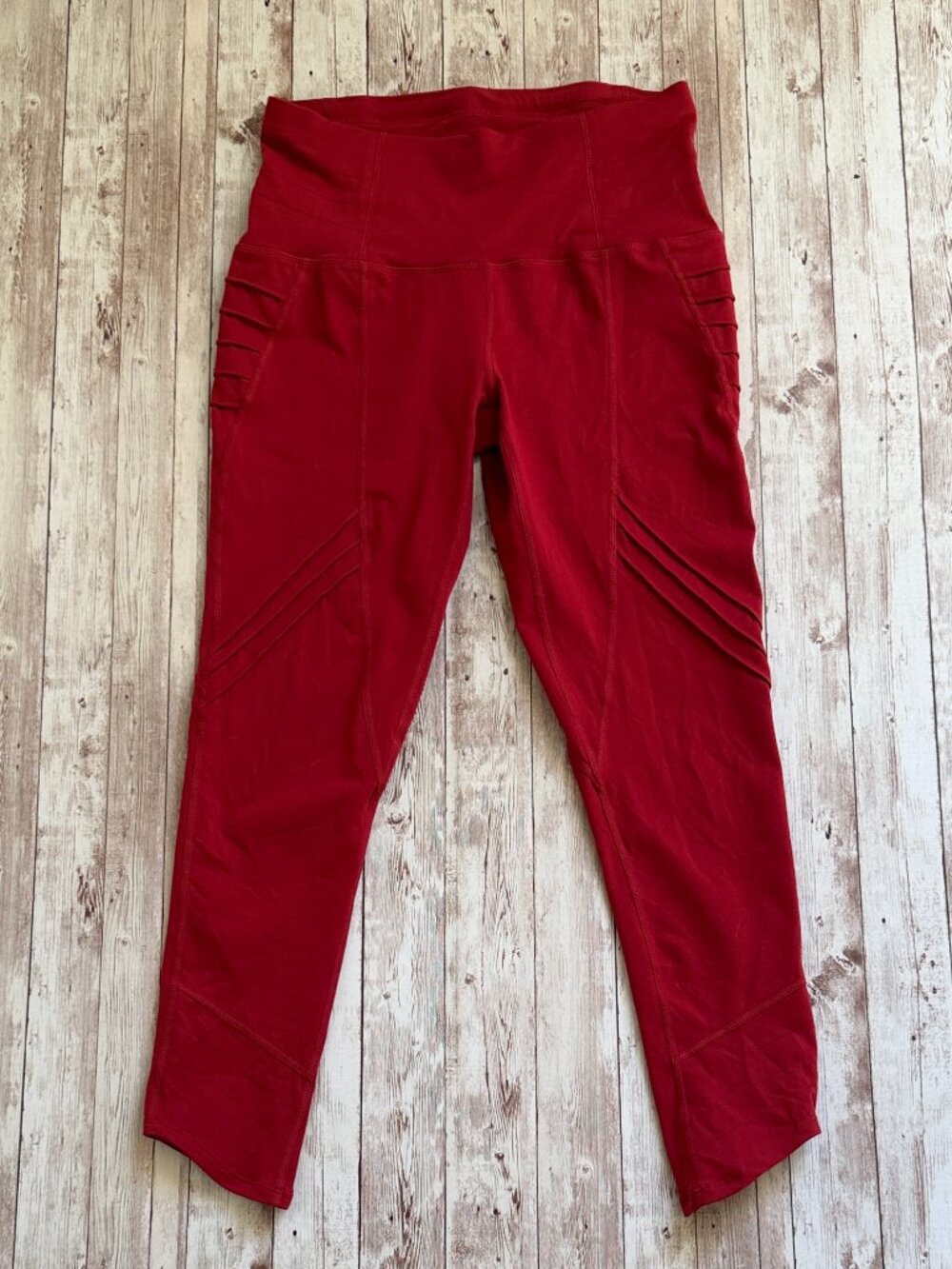 Oiselle Aero Tights sz 8 Burnt Orange High Rise Leggings Running Pocket